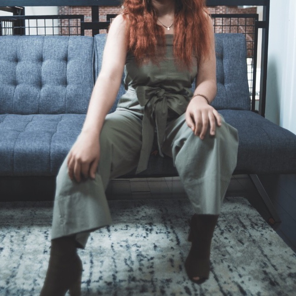 Green bootcut jumpsuit